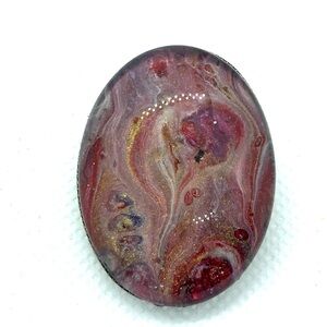 Oval Brooch pin hand painted glass dome handcrafted